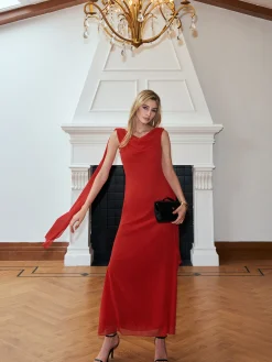 COMMENSE Chiffon Cowl Neck Backless Dress* Cocktail & Party Dresses|Summer Dresses