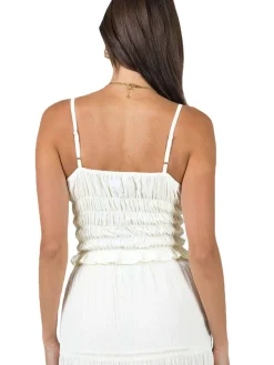 COMMENSE Chiffon Lettuce Trim Tie-Front Cami Top* Tank Tops & Camis|Tops
