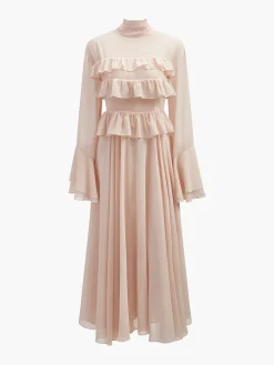 COMMENSE Chiffon Ruffle Tie-Neck Dress* Casual Dresses|Cocktail & Party Dresses