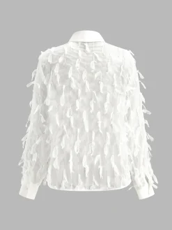 COMMENSE Chiffon Tassel Polo Shirt* Tops
