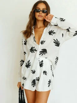 COMMENSE Chill Life Plant Print Shorts Set* Shorts Sets|Shorts