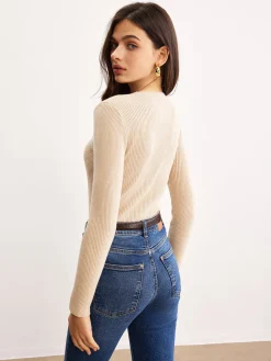 COMMENSE Chinese Knot Cutout Sweater* Sweater Tops|Sweaters & Cardigans