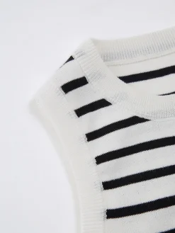 COMMENSE Classy Stripe Crop Tank Top* Sweater Vests|Sweaters & Cardigans