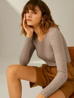 COMMENSE Clouds Ribbed Pullover Sweater* Sweater Tops|Sweaters & Cardigans