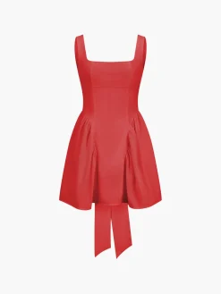 COMMENSE Coastal Cowgirl Open Back Zippered Short Dress* White Dresses|Casual Dresses