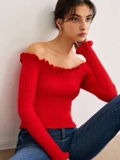 COMMENSE Cold-Shoulder Lettuce Trim Blouse* Blouses & Shirts|Tops