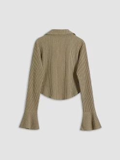 COMMENSE Collared Button Up Knit Shirt* Sweater Tops|Blouses & Shirts