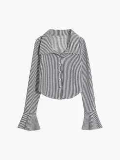 COMMENSE Collared Button Up Knit Shirt* Sweater Tops|Blouses & Shirts