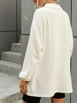 COMMENSE Collared Oversized Sweatshirt* Sweatshirts & Hoodies|Tops