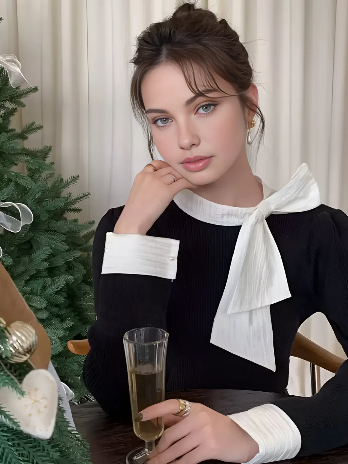 COMMENSE Color Block Bow Blouse* Blouses & Shirts|Tops