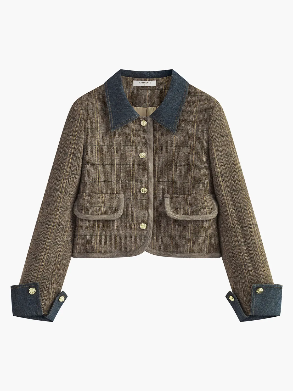 COMMENSE Color Block Checked Button Jacket* Outerwear|Jackets