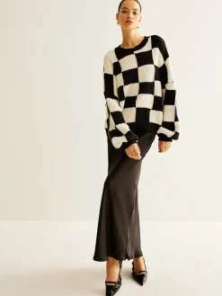 COMMENSE Color Block Checkerboard Sweater* Sweater Tops|Sweaters & Cardigans