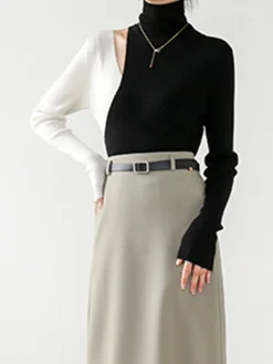 COMMENSE Color Block Cutout Knit Top* Sweater Tops|Sweaters & Cardigans