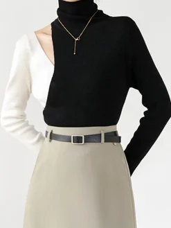 COMMENSE Color Block Cutout Knit Top* Sweater Tops|Sweaters & Cardigans