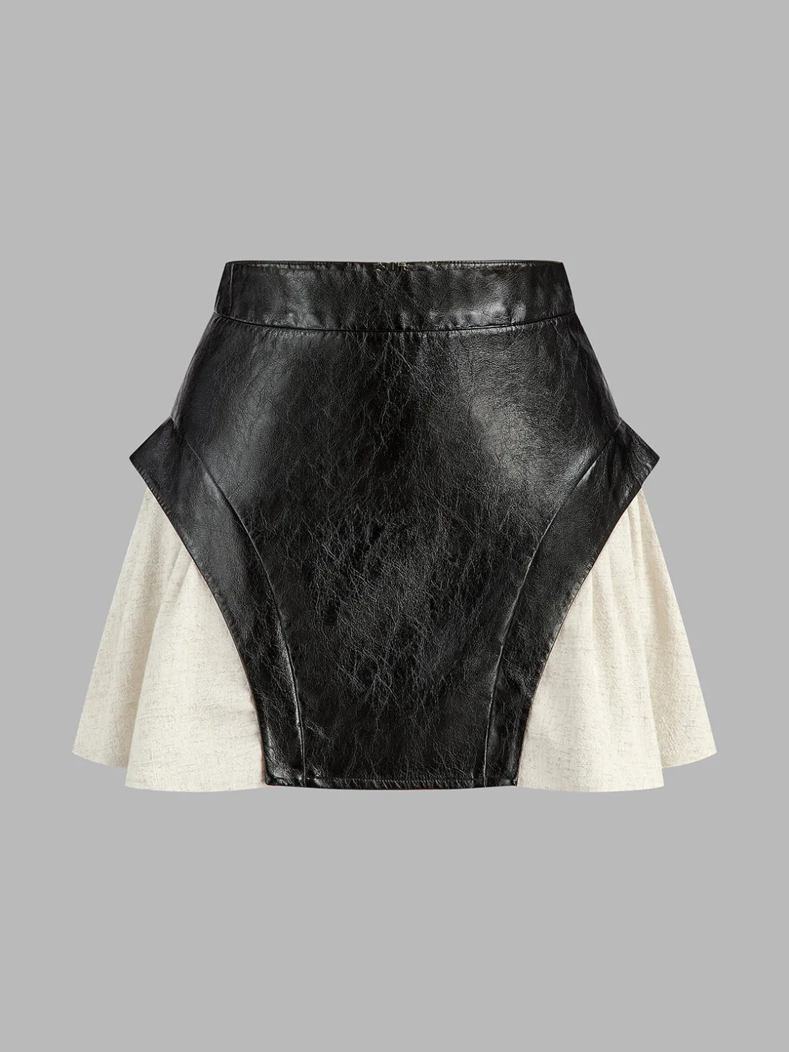 COMMENSE Color Block Faux Leather Mini Skirt* Skirts|Bottoms