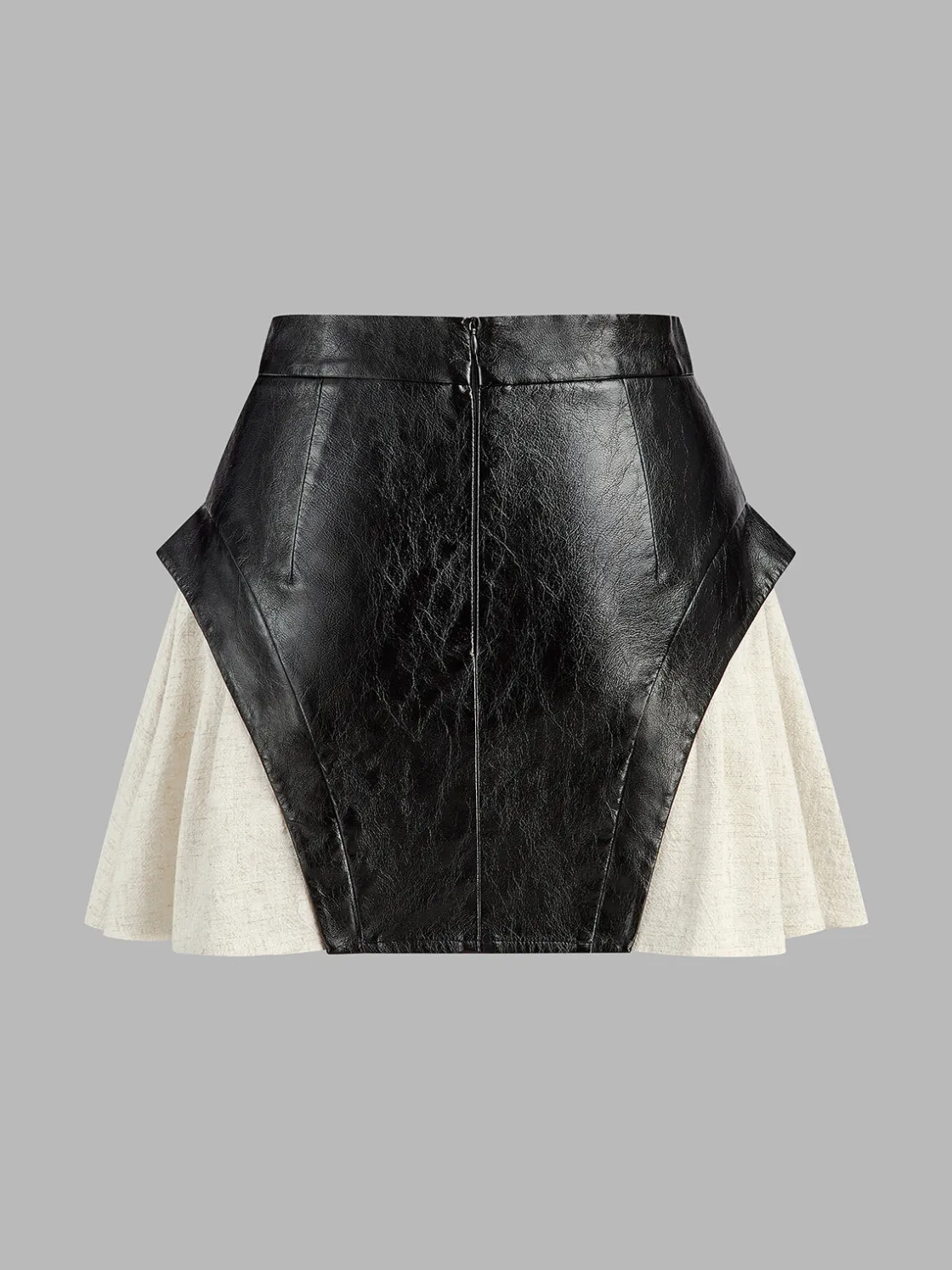 COMMENSE Color Block Faux Leather Mini Skirt* Skirts|Bottoms