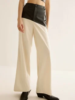 COMMENSE Color Block Faux Leather Pants* Pants|Matching Sets