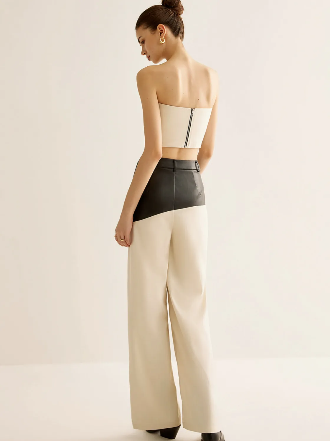 COMMENSE Color Block Faux Leather Pants* Pants|Matching Sets
