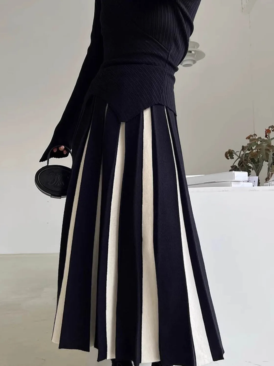 COMMENSE Color Block Knit Midi Skirt* Skirts|Knitwear