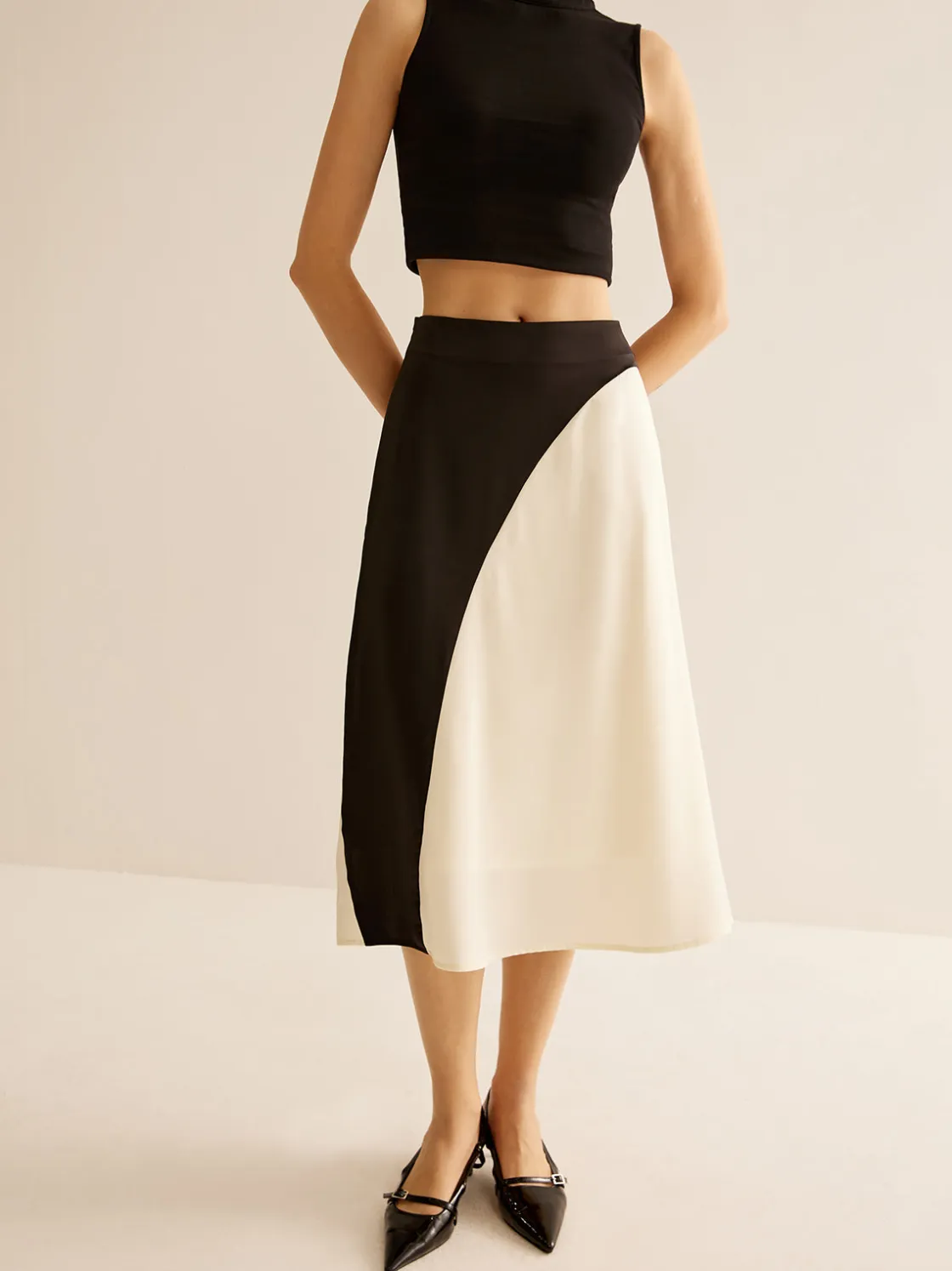 COMMENSE Color Block Midi Skirt* Skirts|Bottoms