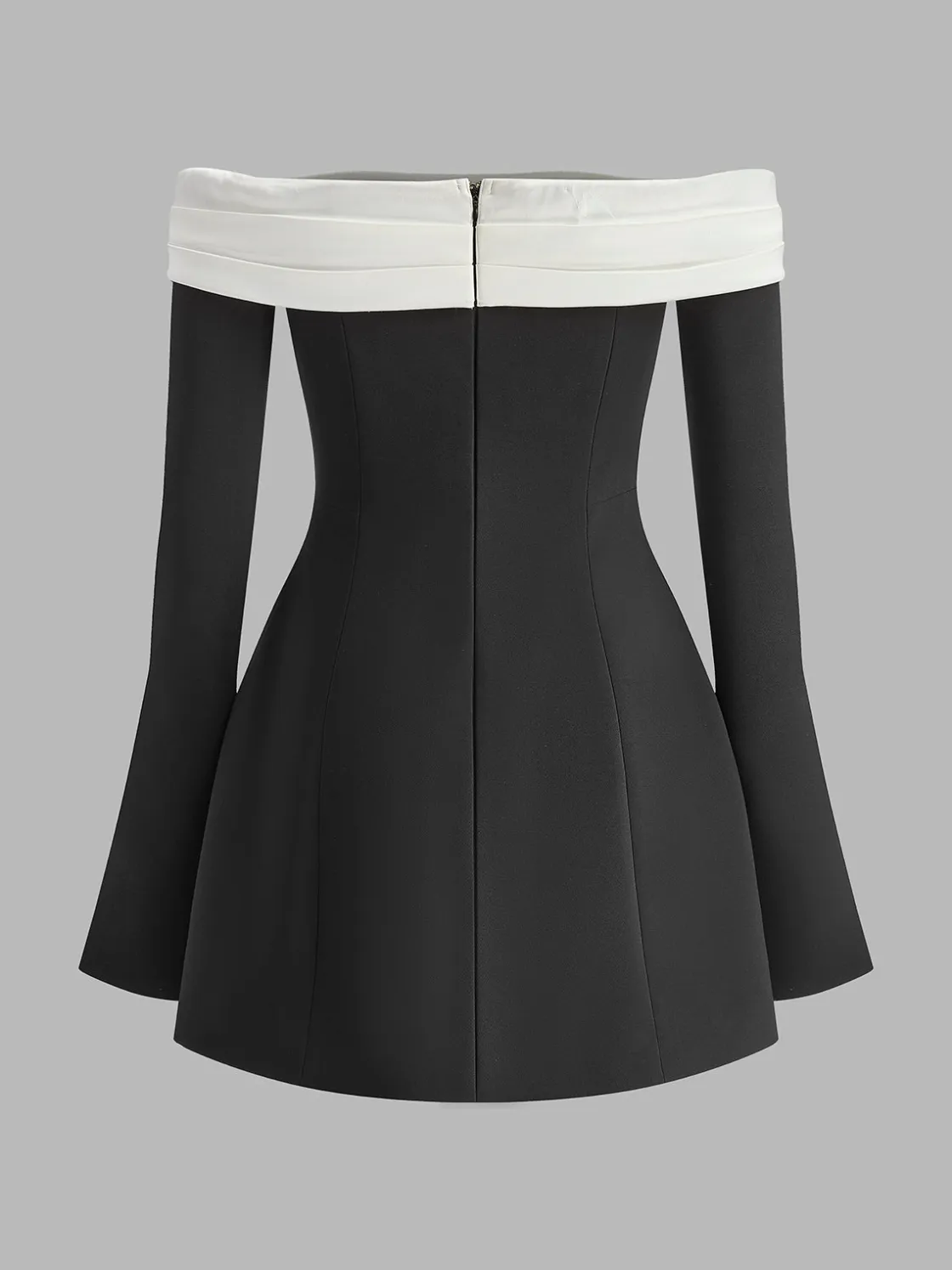 COMMENSE Color Block Off-Shoulder Bell Sleeve Dress* Casual Dresses|Work Dresses