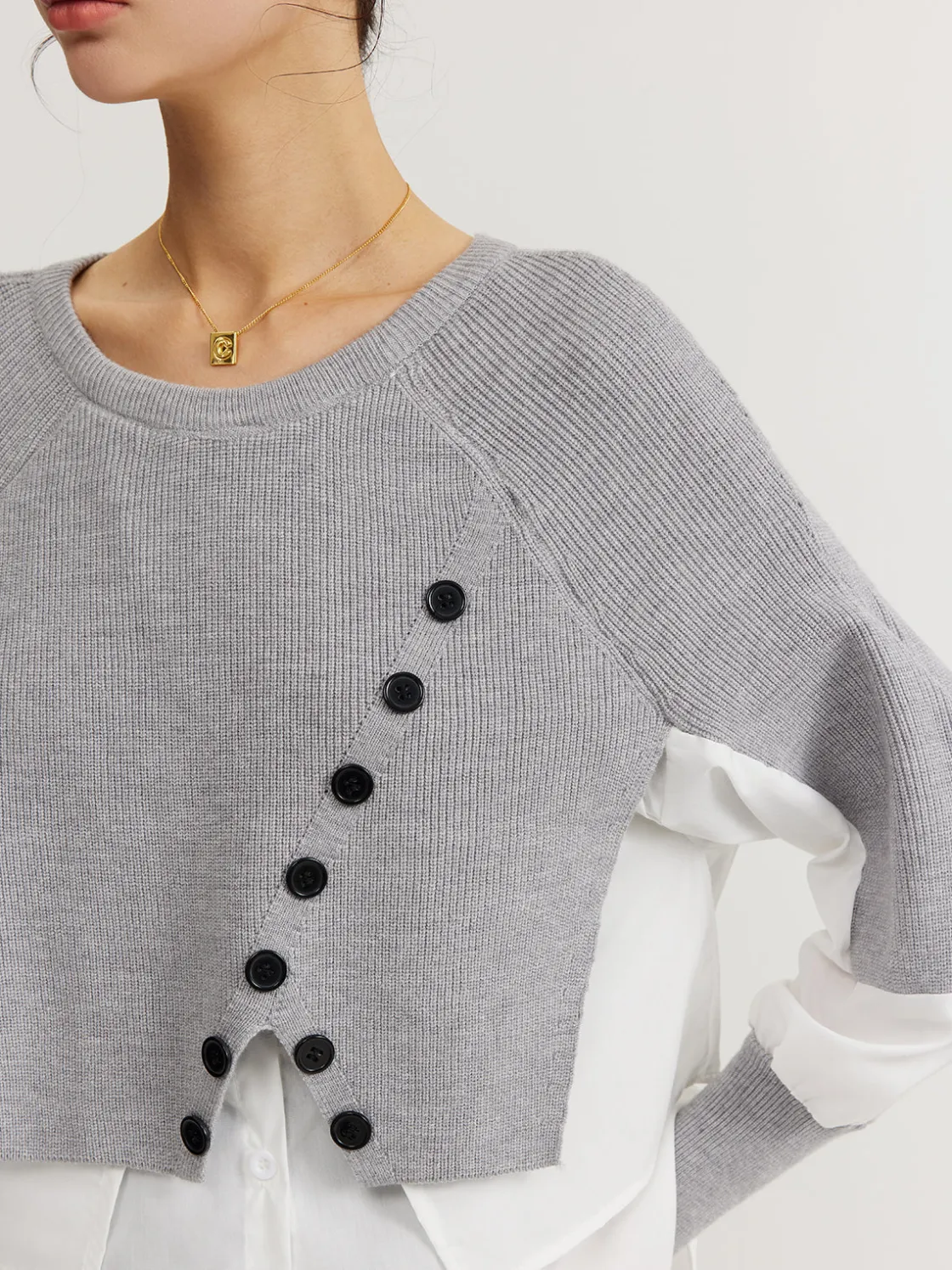 COMMENSE Color Block Panel Knit Top* Sweater Tops|Sweaters & Cardigans