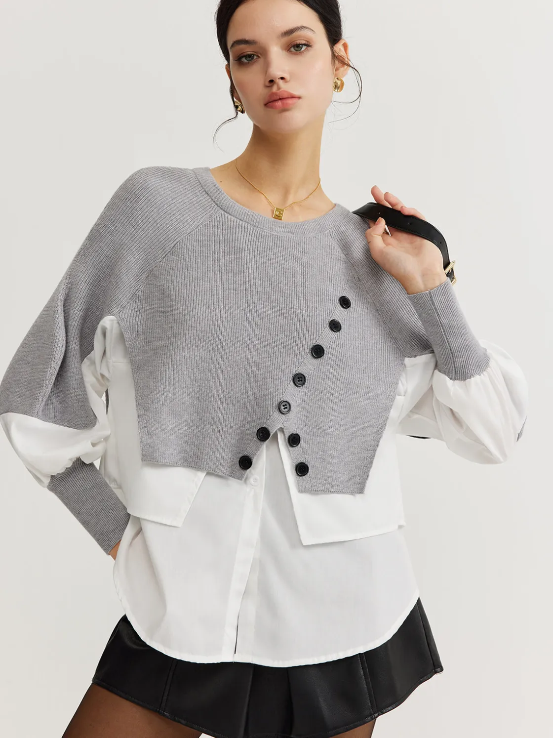 COMMENSE Color Block Panel Knit Top* Sweater Tops|Sweaters & Cardigans