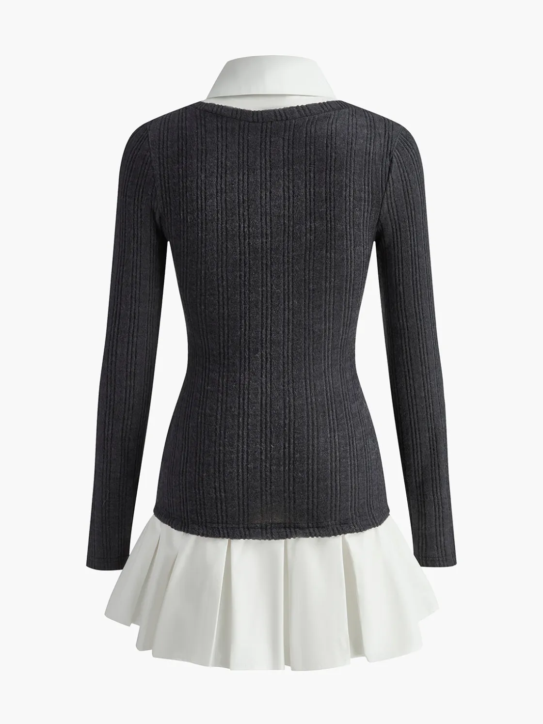 COMMENSE Color Block Panel Lapel Knit Dress* Sweater Dresses|Casual Dresses