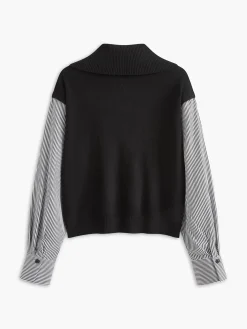 COMMENSE Color Block Panel Lapel Sweater* Sweater Tops|Sweaters & Cardigans