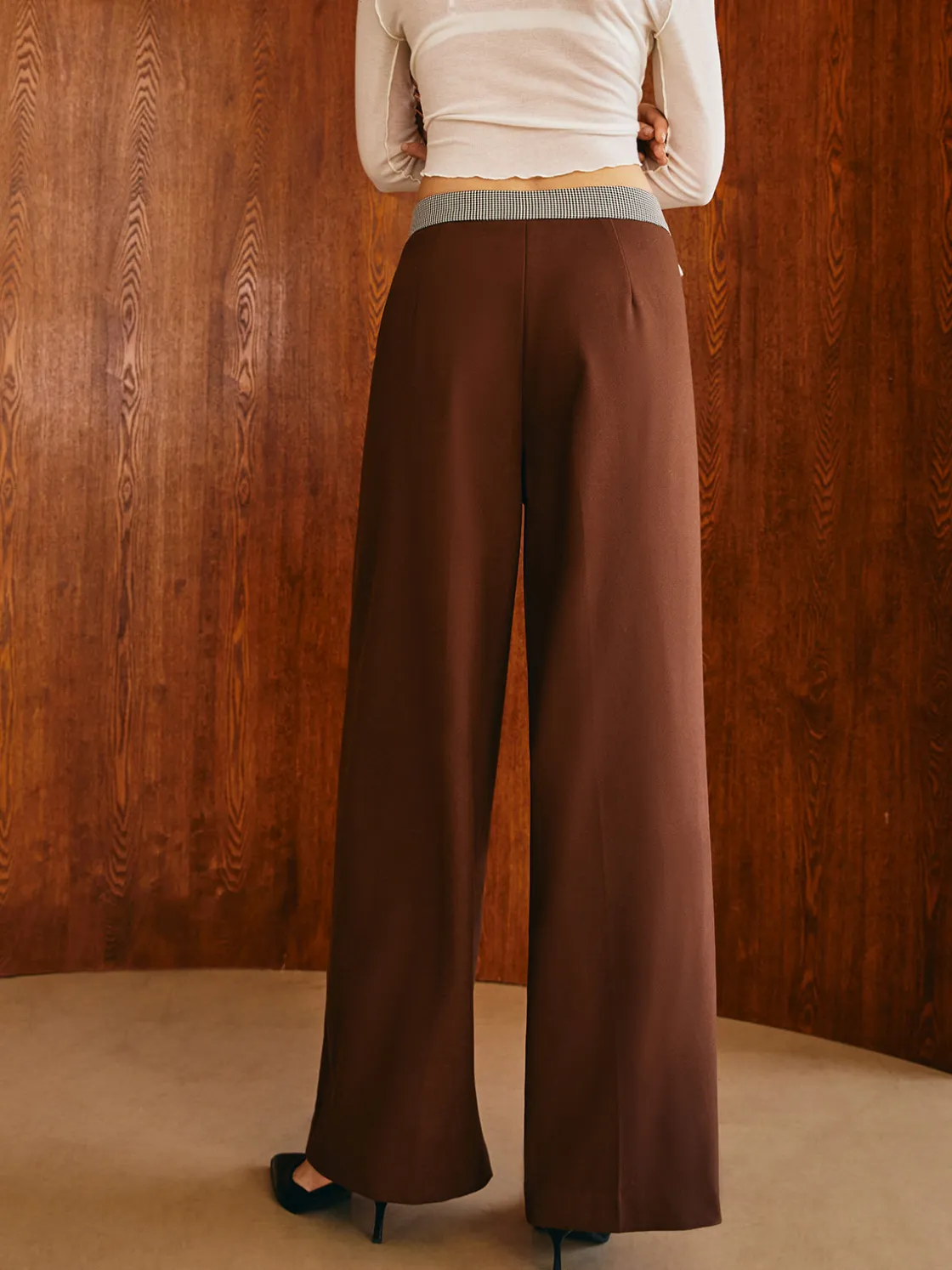 COMMENSE Color Block Plaid Straight Pants* Pants|Matching Sets