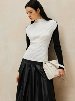 COMMENSE Color Block Ribbed Knit Top* Sweater Tops|Sweaters & Cardigans