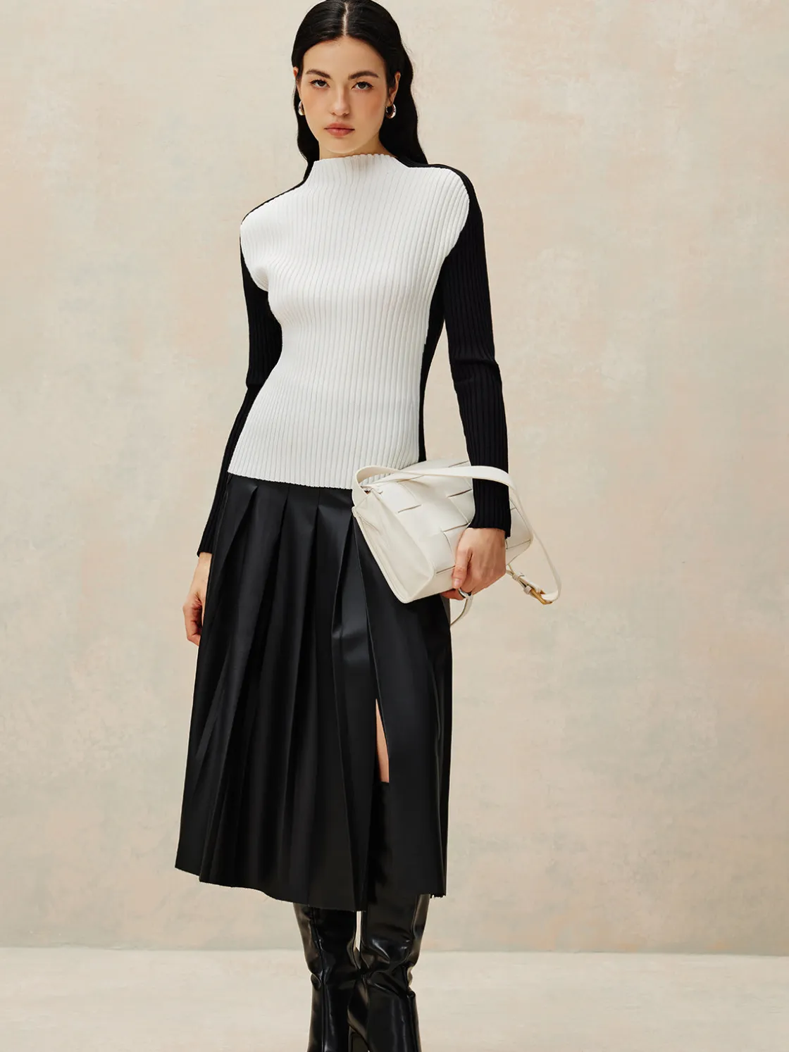 COMMENSE Color Block Ribbed Knit Top* Sweater Tops|Sweaters & Cardigans
