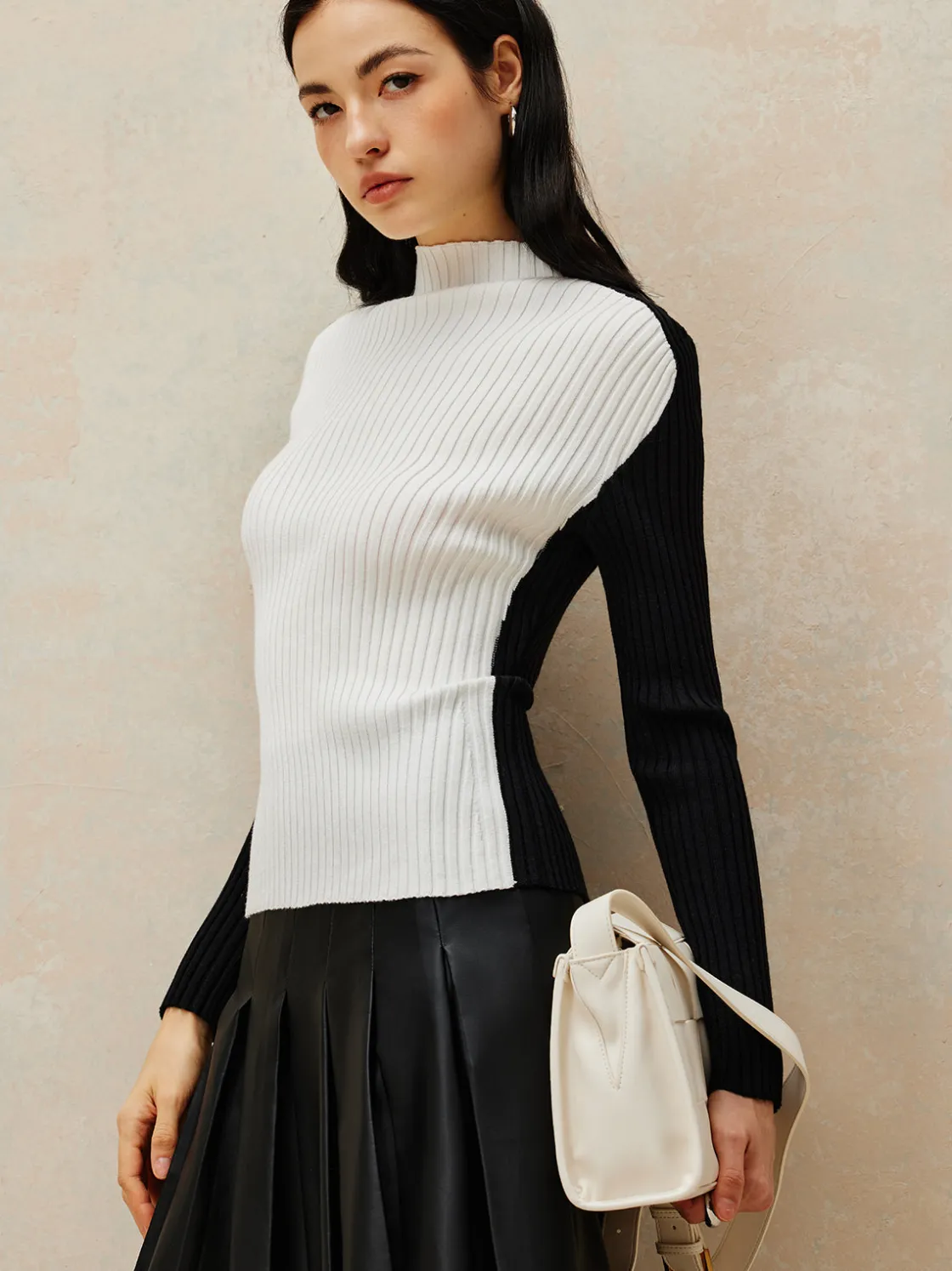 COMMENSE Color Block Ribbed Knit Top* Sweater Tops|Sweaters & Cardigans
