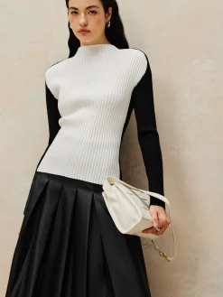 COMMENSE Color Block Ribbed Knit Top* Sweater Tops|Sweaters & Cardigans