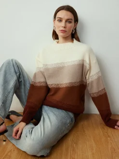 COMMENSE Color Block Shift Pullover Sweater* Sweater Tops|Sweaters & Cardigans