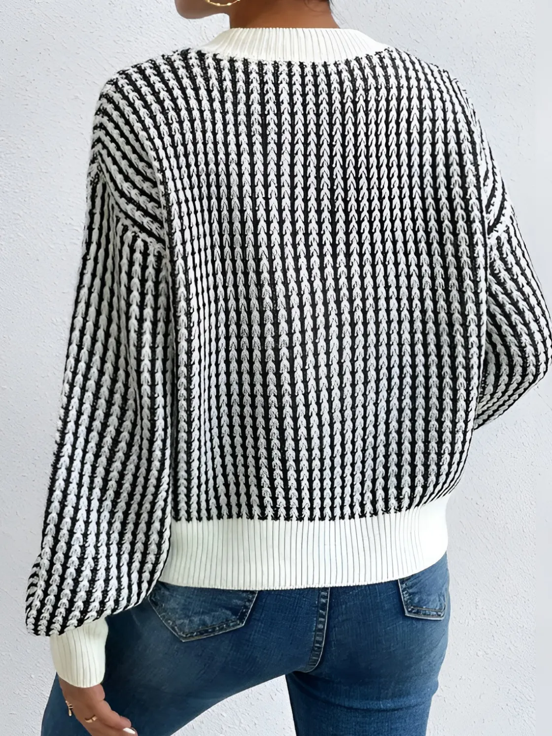 COMMENSE Color Block Striped Knit Top* Sweater Tops|Sweaters & Cardigans