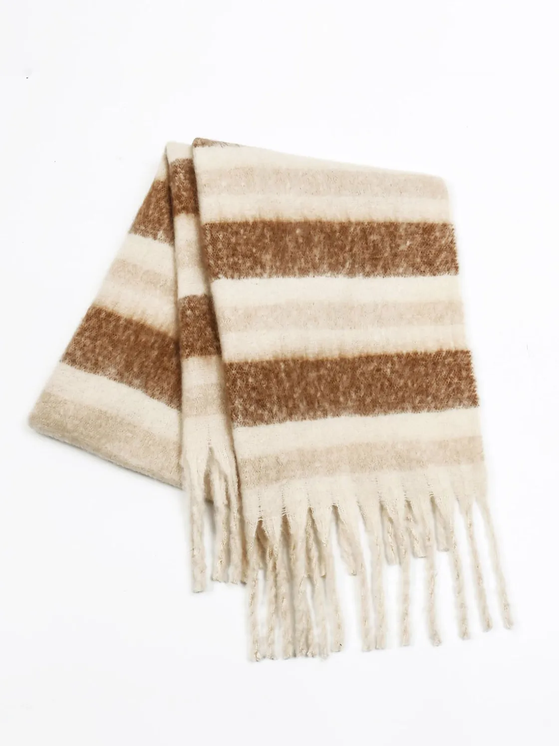 COMMENSE Color Block Striped Tassel Scarf* Accessories