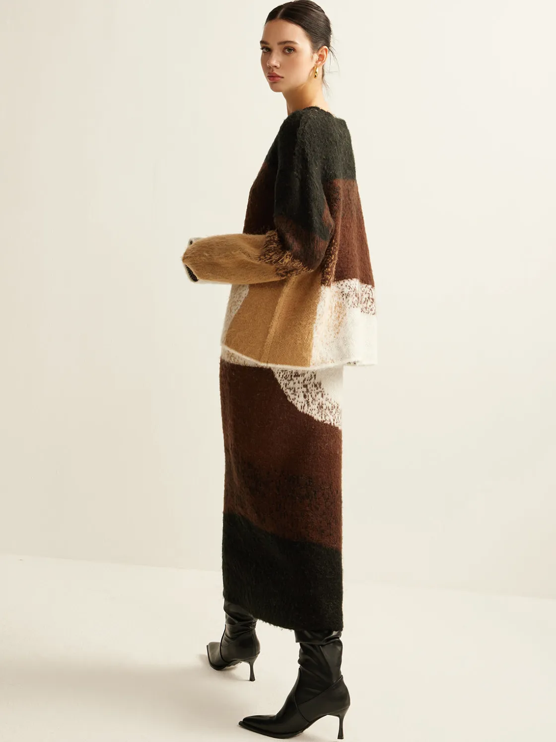 COMMENSE Color Block Sweater Skirt* Skirts|Knitwear
