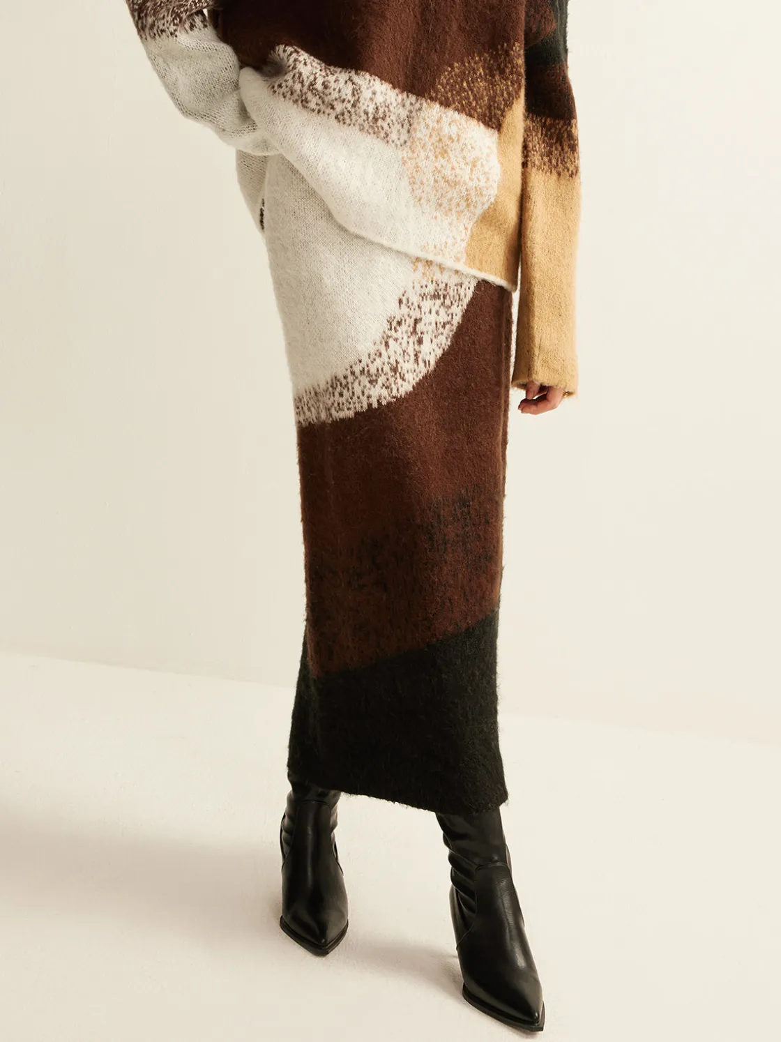 COMMENSE Color Block Sweater Skirt* Skirts|Knitwear