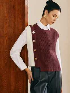 COMMENSE Color Block Sweater Vest* Sweater Vests|Sweaters & Cardigans