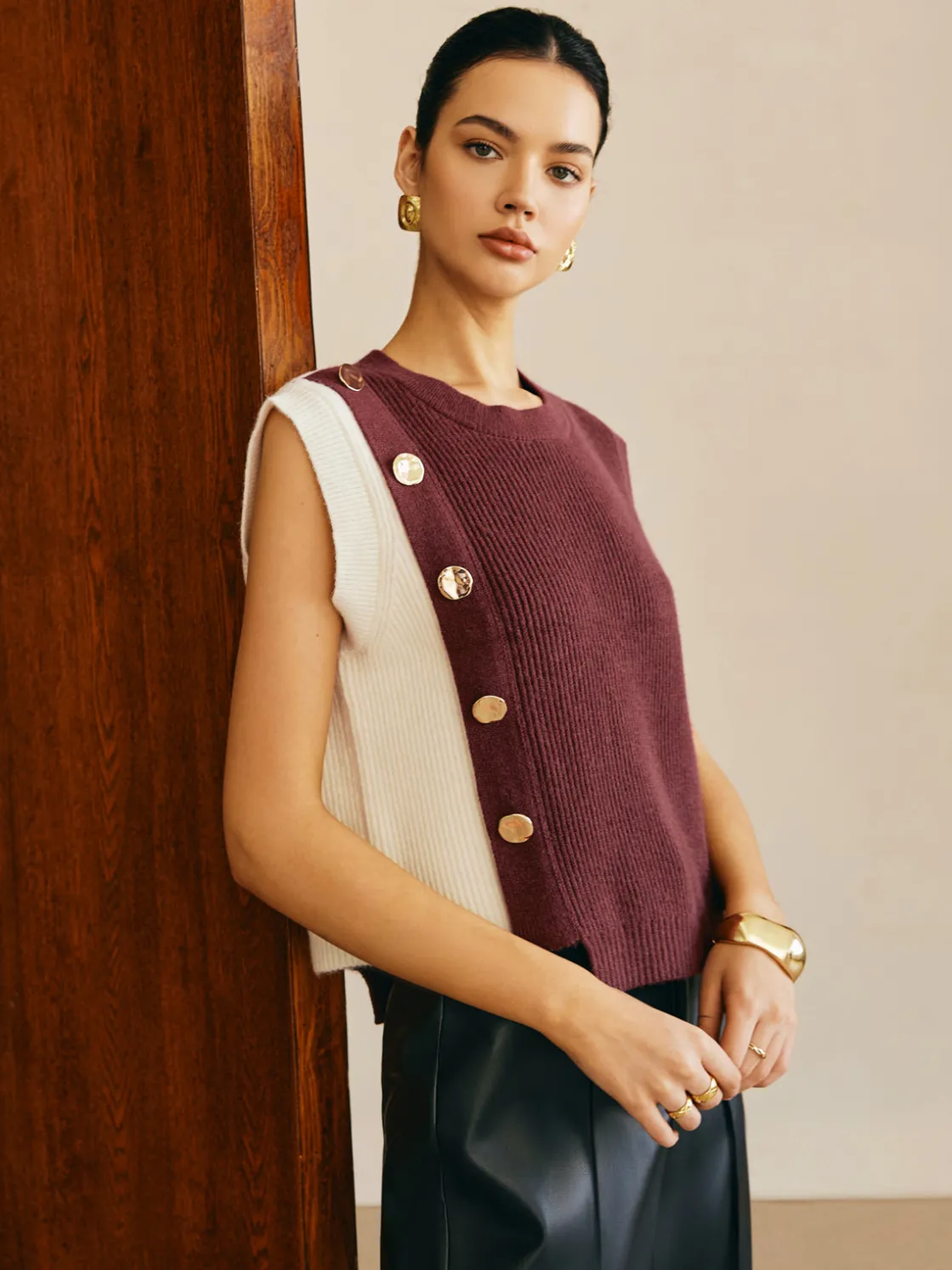 COMMENSE Color Block Sweater Vest* Sweater Vests|Sweaters & Cardigans