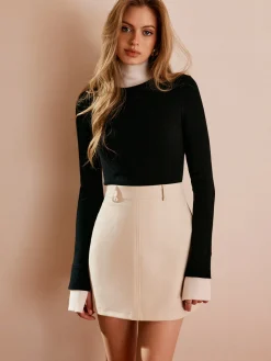 COMMENSE Color Block Turtleneck Knit Top* Sweater Tops|Sweaters & Cardigans