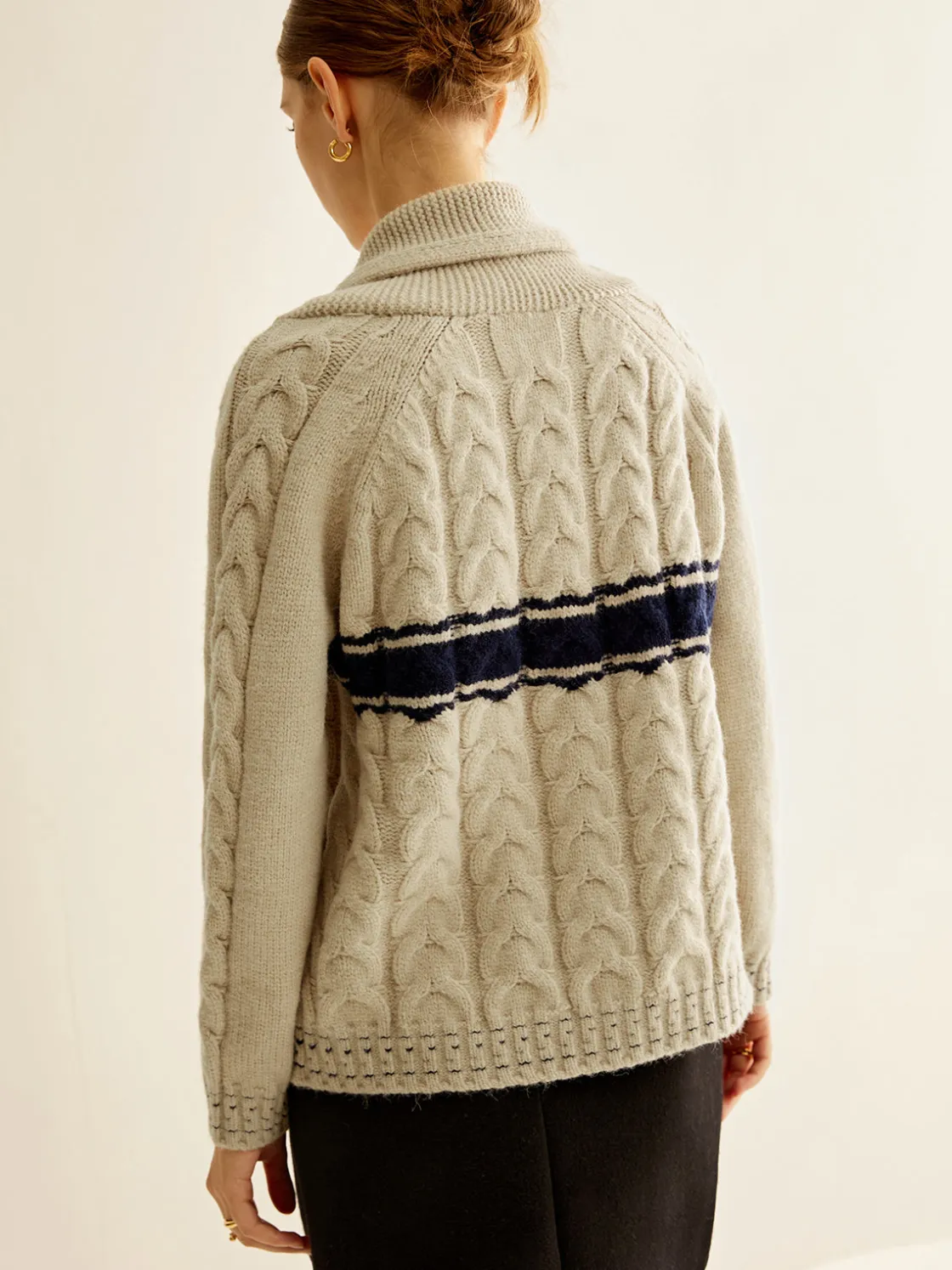 COMMENSE Color Block Twist Zipper Knit Outerwear* Sweater Tops|Outerwear