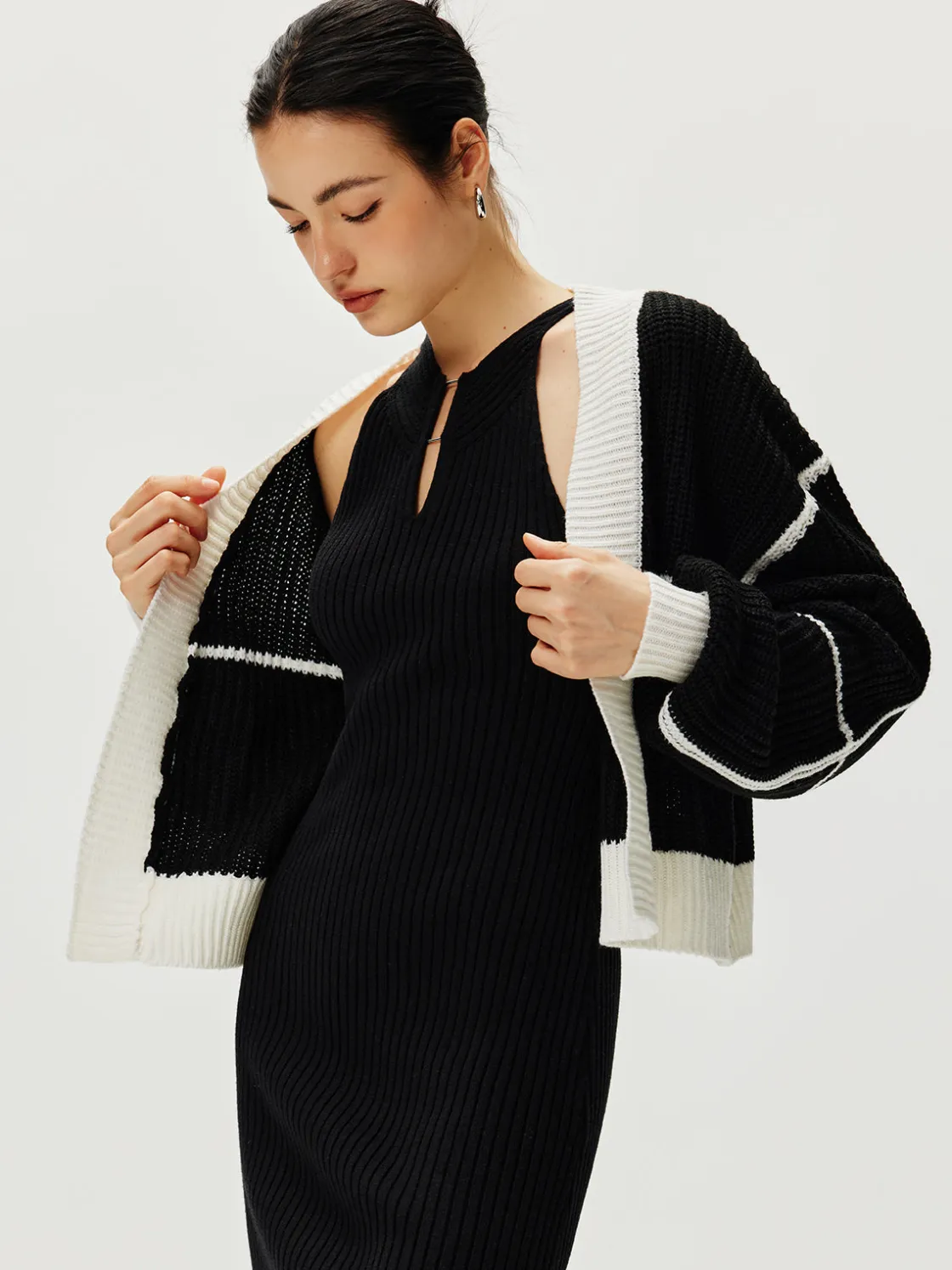 COMMENSE Color Block Versatile Knit Cardigan* Cardigans|Sweaters & Cardigans