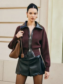 COMMENSE Color Block Zipper Knit Top* Sweater Tops|Sweaters & Cardigans
