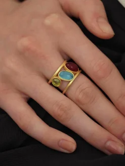 COMMENSE Colorful Gemstone Stacking Ring* Rings & Bracelets|Accessories