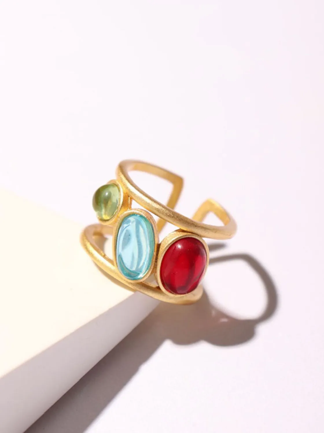 COMMENSE Colorful Gemstone Stacking Ring* Rings & Bracelets|Accessories