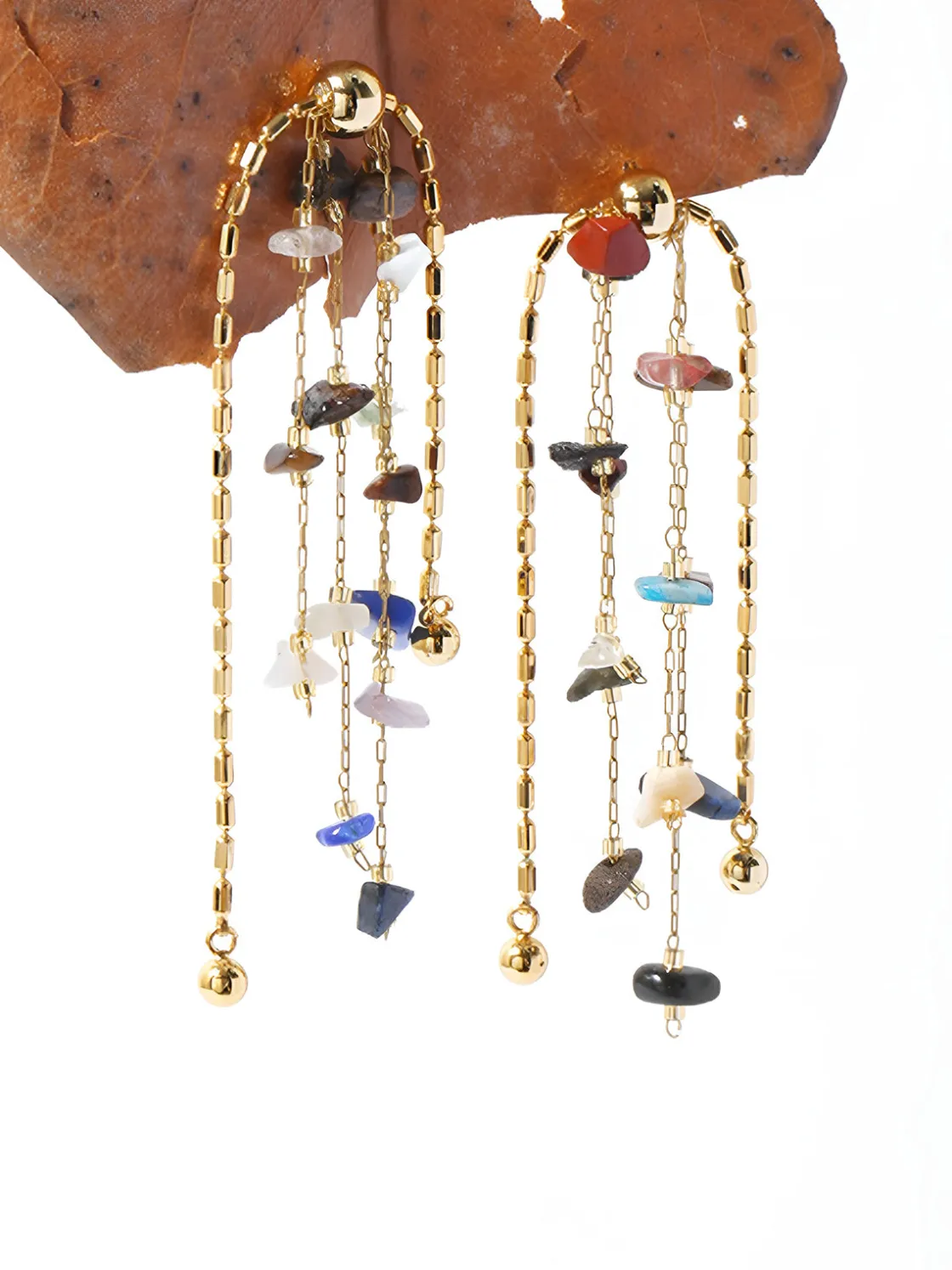 COMMENSE Colorful Natural Stone Tassel Earrings* Earrings|Accessories