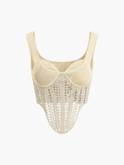 COMMENSE Contour Piping Crochet Crop Top* Sweater Tops|Sweaters & Cardigans