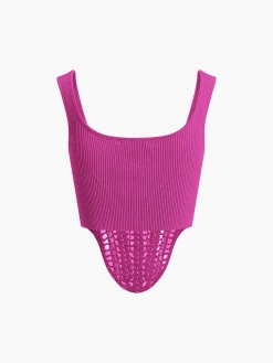 COMMENSE Contour Piping Crochet Crop Top* Sweater Tops|Sweaters & Cardigans